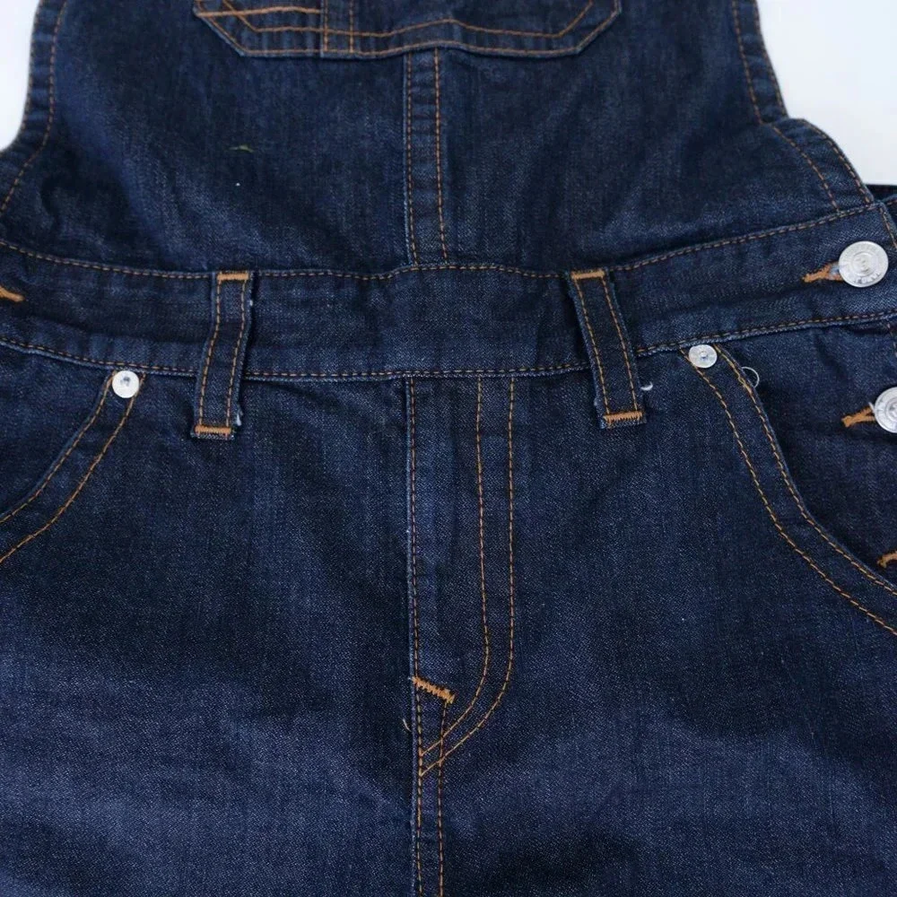 True Religion Y2K Dark Blue Denim Cotton Overalls Relaxed Workwear Preppy M - Picture 12 of 15
